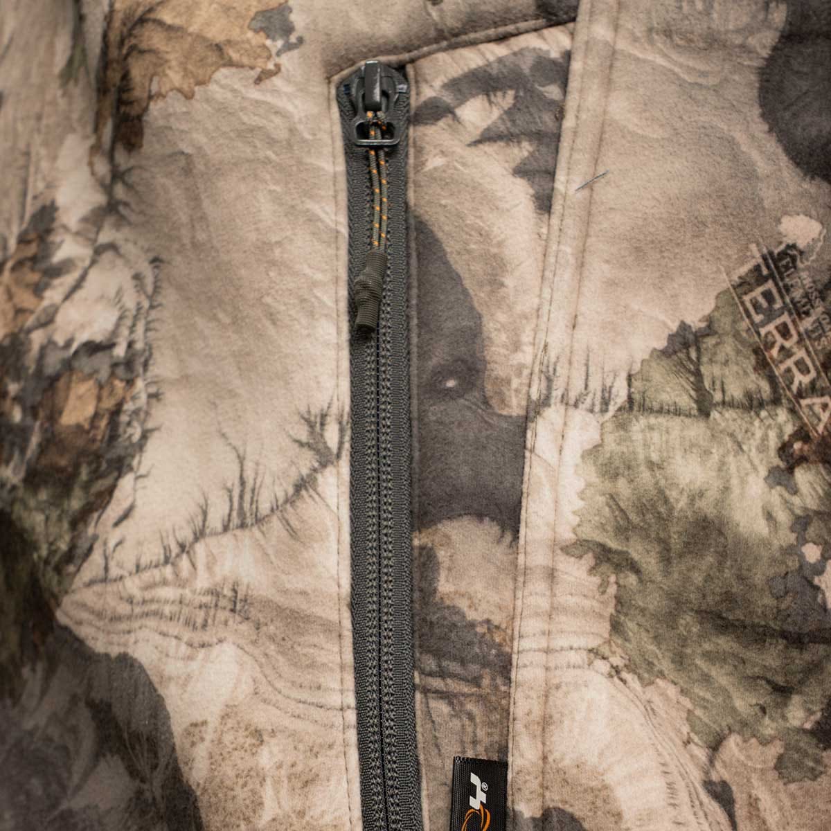 ScentLok BE:1 Silentude Jacket chest pocket zipper close-up