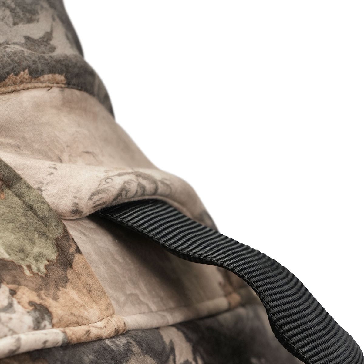 ScentLok BE:1 Silentude Jacket harness port with webbing passing through
