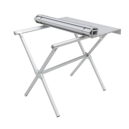 ALPS Square Dining Table with its roll-top partly folded back