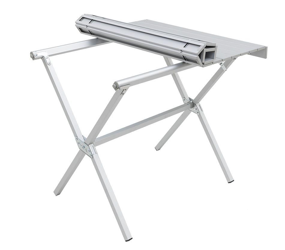ALPS Square Dining Table with the slatted top folded to reveal support rails