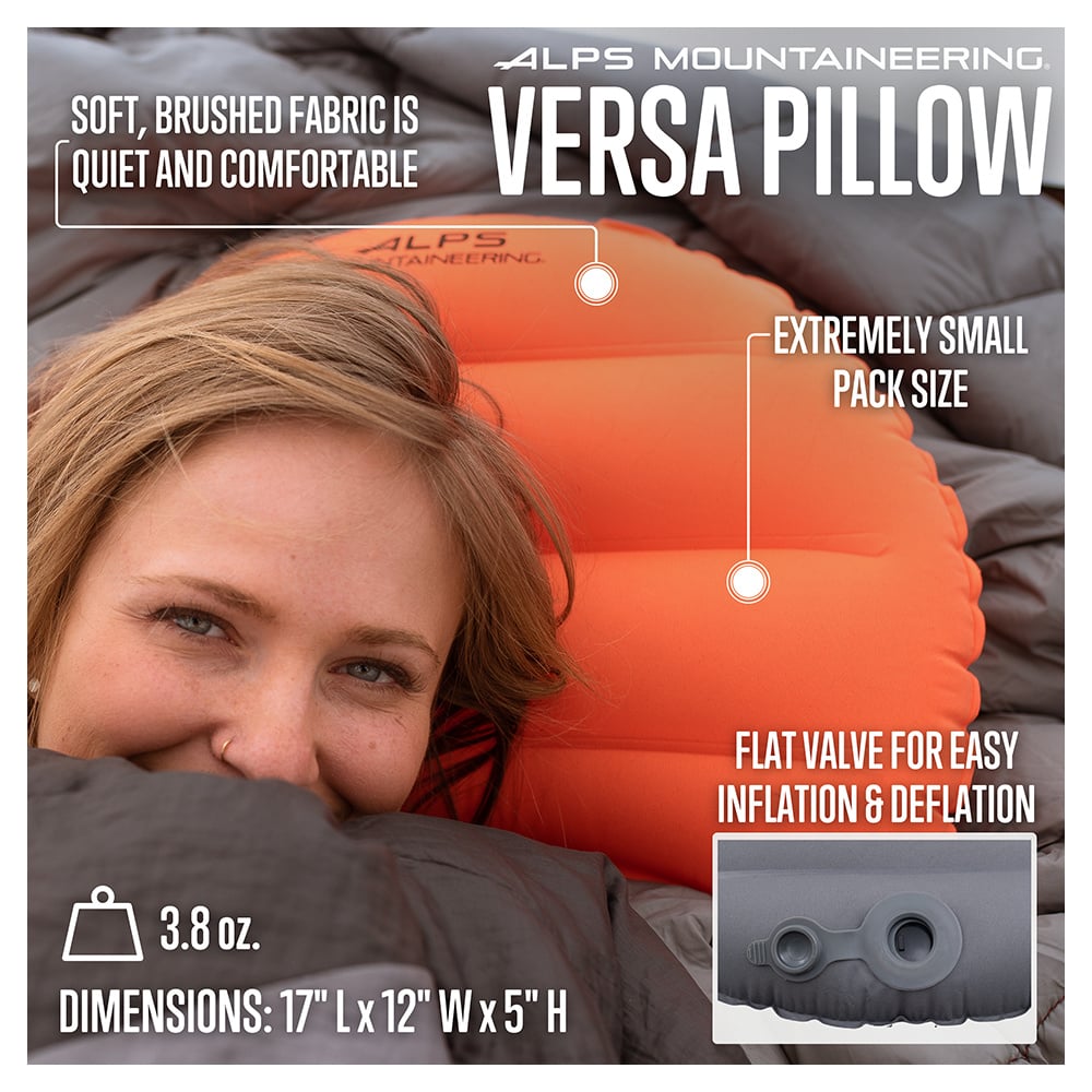 ALPS Versa Flame pillow feature graphic with valve close-up