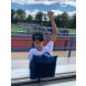 ALPS Mountaineering Weekender padded seat in blue used on bleachers